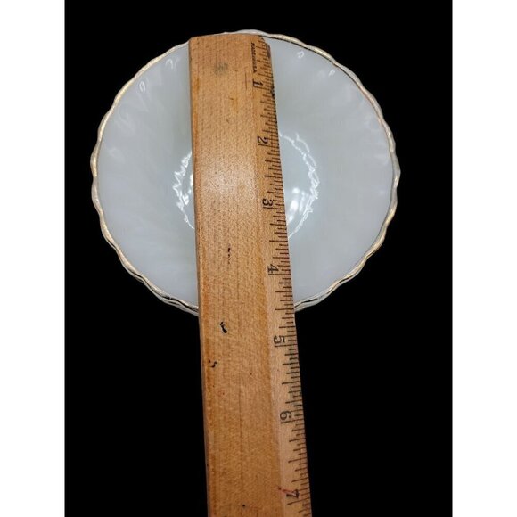 Anchor Hocking Ring Dish 3 White Milk Glass Bowl Scalloped Edges 4.75" Vintage - Picture 9 of 10